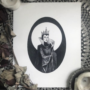 The Evil Queen - Fine Art Print - Snow White - Poison Apple - Dark Art - Gothic Illustration