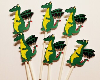 Dragon Cupcake Toppers (12 count) - Fête d’anniversaire, Garçon, Custom, Magical, Fantasy, Sci Fi