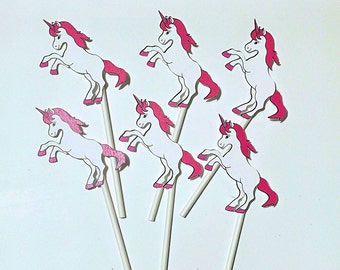 Pink Unicorn Cupcake Toppers (12 Count)