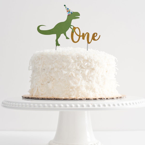 Dinosaur Birthday Cake topper - 1st birthday first, bday, cake smash, photo shoot, RAWR, Trex, Decorations, Party Supplies, Tyrannosaurus