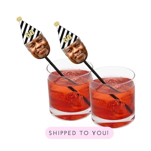 60th Birthday Drink Stirrers with Face and Hat, Swizzle Sticks for sixtieth birthday party, 60th anniversary party decorations, Cheers to 60