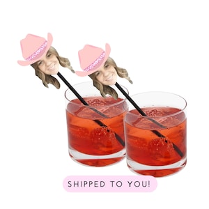 Cowgirl Drink Stirrers with Face and Hat, Swizzle Sticks - Bachelorette, Bachelor, Western, 30th, 40th, Birthday, 50th, Coastal Cowgirl