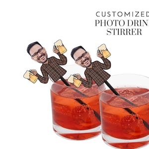 Photo Birthday Drink Stirrers with Face  (12 count), Swizzle Sticks, Cheers and Beers, 30th, 40th, 50th Party Decorations, Swizzle sticks
