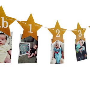 Twinkle Twinkle Little Star Bannière mensuelle pour le premier anniversaire Garland, Cake Smash, 1er bday image 1