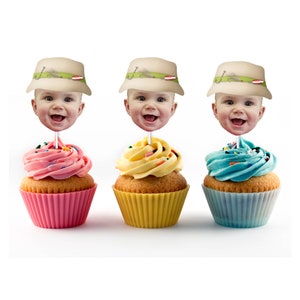 O&#39;Fishally One Fisherman Cupcake Topper with Face and Fishing Hat, Party Decorations, Face Cupcake Toppers, Cake Smash, 1, Birthday Party
