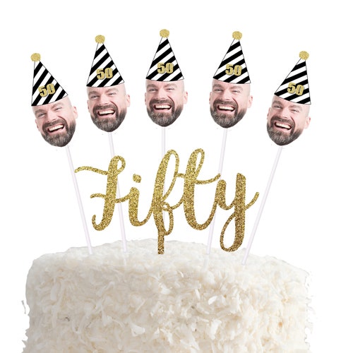 50th Birthday Cake Topper With Face and Birthday Hat and - Etsy Australia 50th Birthday Cake Topper With Face and Birthday Hat and - Etsy Australia