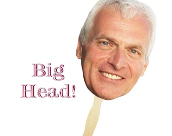 Big Head (set of 6) - Custom Face on a Large Popsicle Stick for Birthday, Graduation, Bachelorette, Engagement, Funny, Party Decoration,