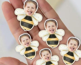 Personalized Bee Confetti | Black and Yellow Honey Bee Decorations with Face | HapBEE Birthday Theme