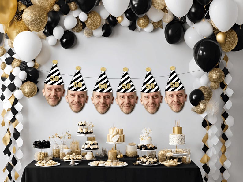 celebrate your 50th birthday in style with this unique face banner