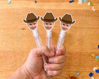 Cowboy Bubble Wand Party Favors: Personalized Photo Party Gifts