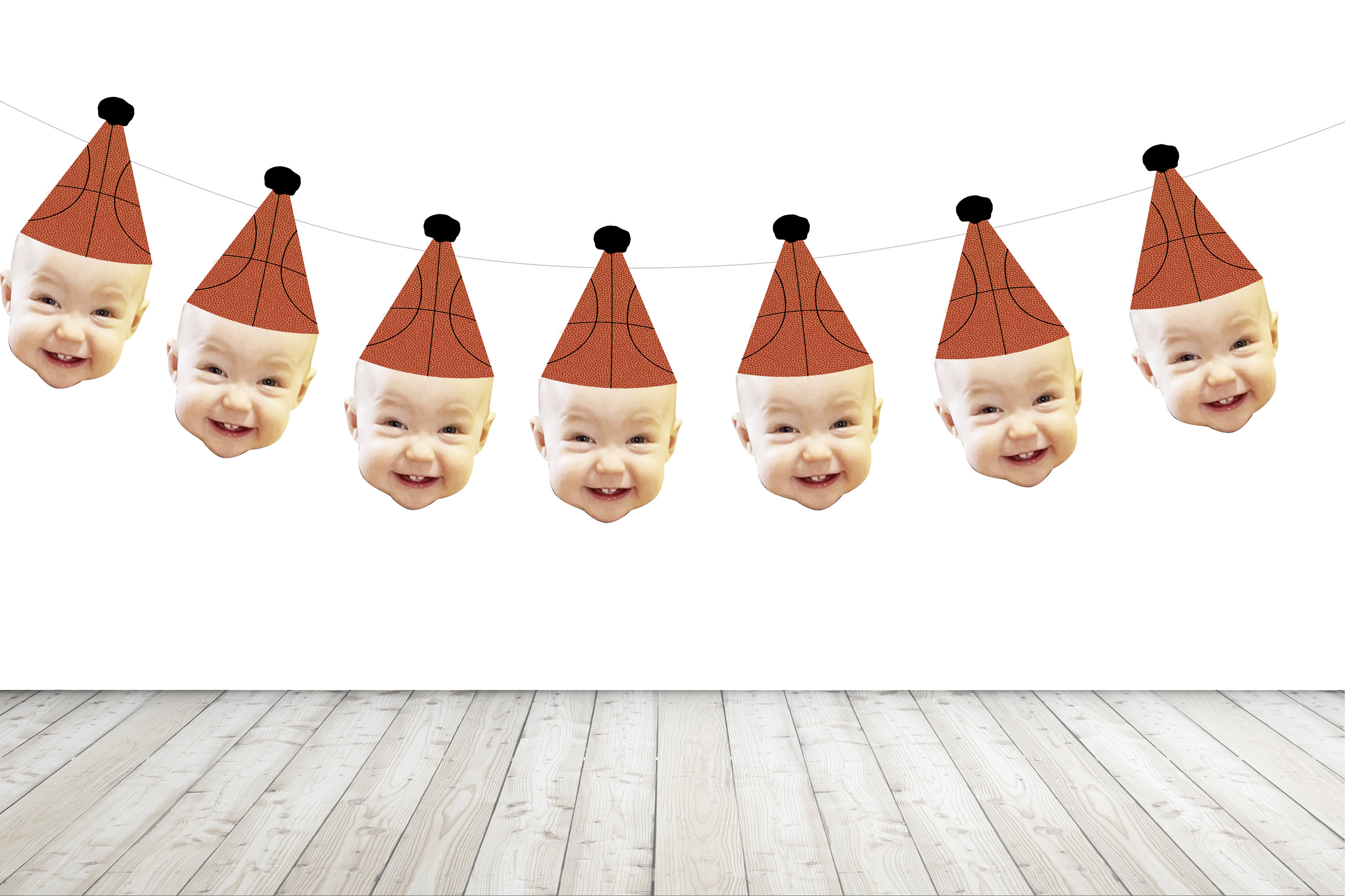 Basketball Banner Customized with Face Picture Garland Sports Themed Birthday Decorations Bball Team Party Face Banner