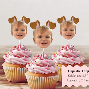face cupcake toppers with dog ears