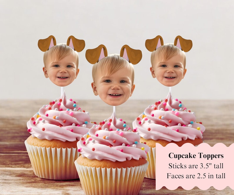 face cupcake toppers with dog ears