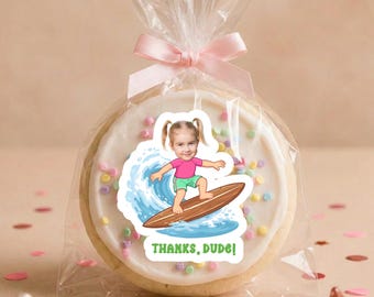 Personalized Surfer Stickers for Beach Birthday or One Big One Party