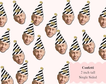 Confeti fotográfico personalizado para el 80 cumpleaños con cara y gorro de fiesta, decoración para la fiesta del octogésimo cumpleaños, confeti con cara personalizada, 80 cumpleaños
