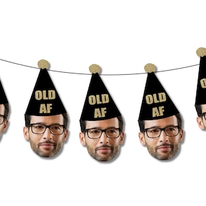 OLD AF Photo Banner | Pre-strung Garland | Over the Hill | Funny Birthday Banner for Him | Party Decorations for Her | Face Banner