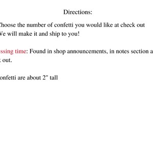 Directions for pizza party confetti