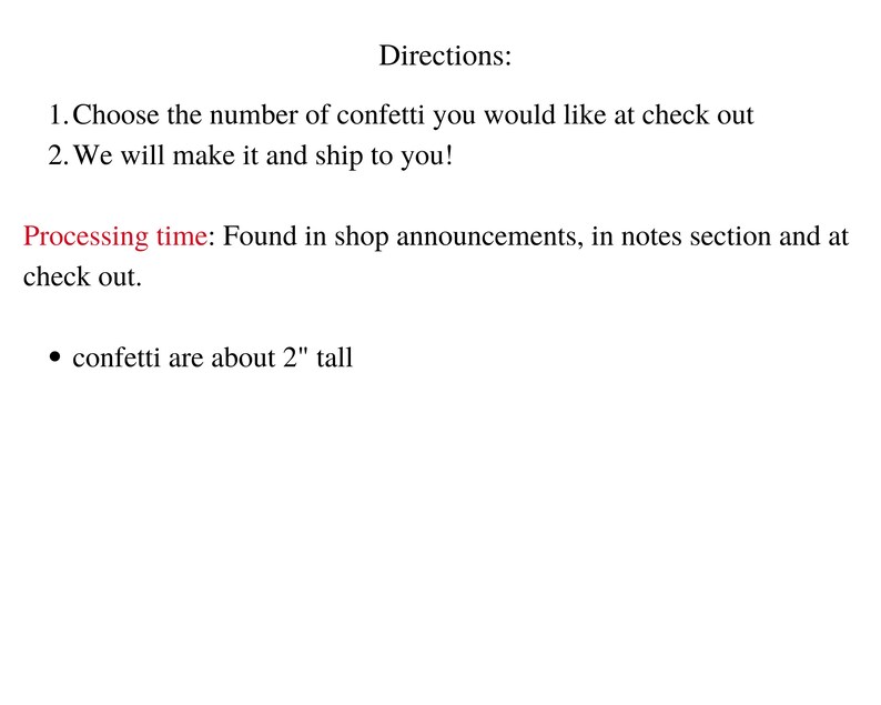 Directions for pizza party confetti