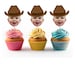 Cowboy Cupcake Toppers with Custom Face Photo (12 count) - Cowboy Hat, Birthday Decorations, Retirement Party, Personalized, Bridal Shower 