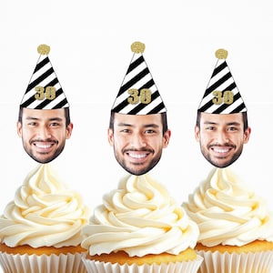 30th Birthday Cupcake Topper | Custom Face Cupcake Toppers | Dirty Thirty Cupcake Toppers | 30th Custom Party Decor |Photo decorations