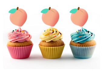 Sweet as a Peach Cupcake Toppers (12 count) - For Peach Birthday Party, First Bday, Cake Smash, 1st Birthday, Georgia Peaches