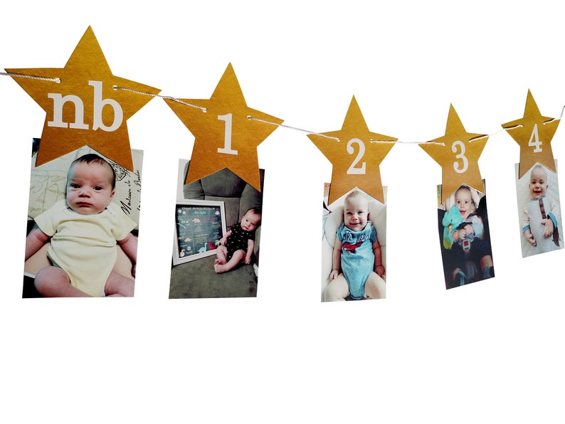 Twinkle Twinkle Little Star Bannière mensuelle pour le premier anniversaire Garland, Cake Smash, 1er bday image 1