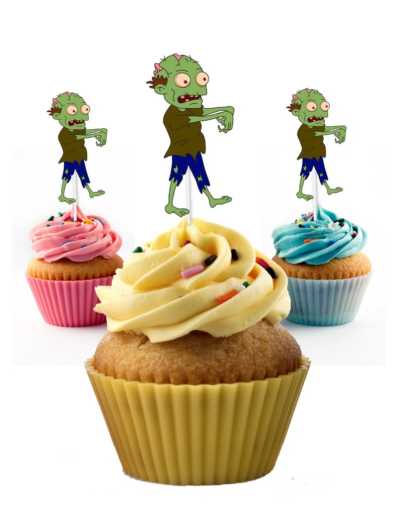 Zombie Cupcake Toppers 12 Count Halloween Party Ideas Etsy