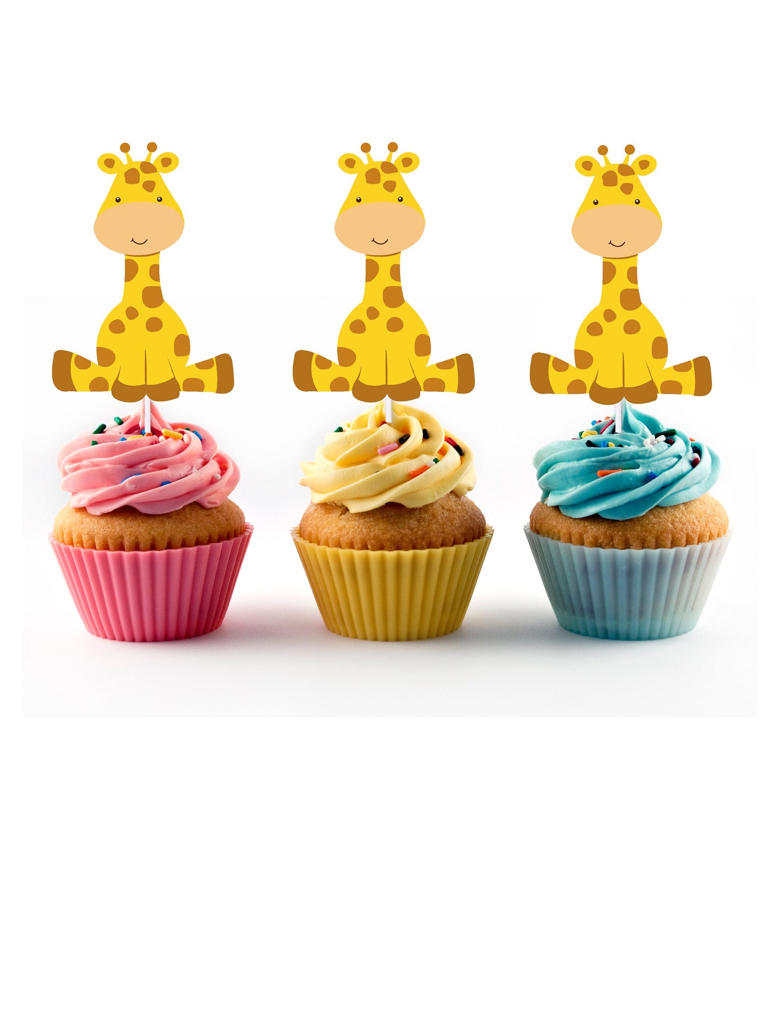 Giraffe Cupcake Toppers for Birthday Party or Baby Shower 12 Etsy