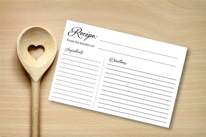 Black and White Recipe Cards 12 per Pack Etsy