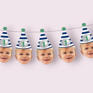 Hole in One Photo Banner for Golf Birthday, 1st Bday, Garland, Golf Birthday Party Decorations, Navy, Green, Party Decorations, Face Decor