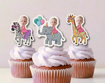 Party Animals Cupcake Toppers | Rainbow Safari Jungle Birthday Decorations
