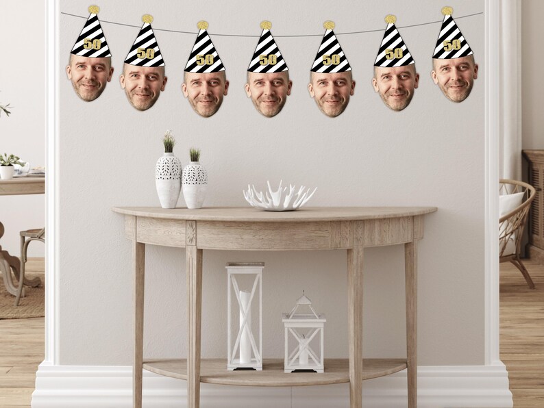 personalized 50th birthday photo garland