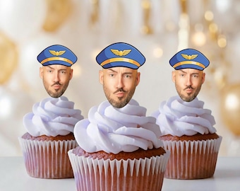 Pilot Cupcake Toppers and Party Decorations: Airplane | Pilot Retirement | How Time Flies theme