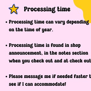 processing times for our 50th banner