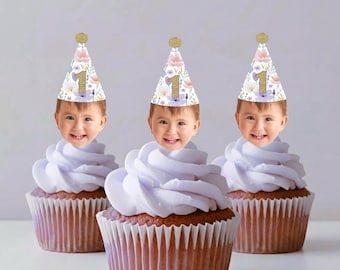 Wildflower Cupcake Toppers and Party Decorations: Face Straws, Confetti, Banner, Stickers | Boho Flower Decor