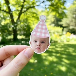 Gingham Print Stickers and Matching Fae Decorations | First Birthday Party Decorations | Pastel Confetti Banner Cupcake Toppers