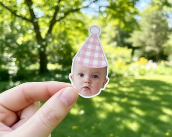 Gingham Print Stickers and Matching Fae Decorations | First Birthday Party Decorations | Pastel Confetti Banner Cupcake Toppers