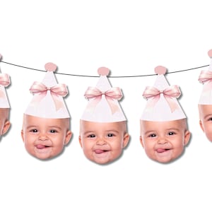 Pink Bow Banner | Coquette Pink Party Decorations | Face Cupcake Toppers | Ribbons and Pearls | Pink Bow Party Decorations