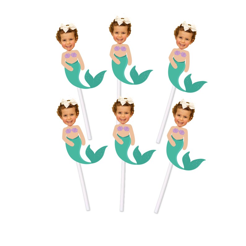 Mermaid Cupcake Toppers Custom With Face for Birthday Party Etsy