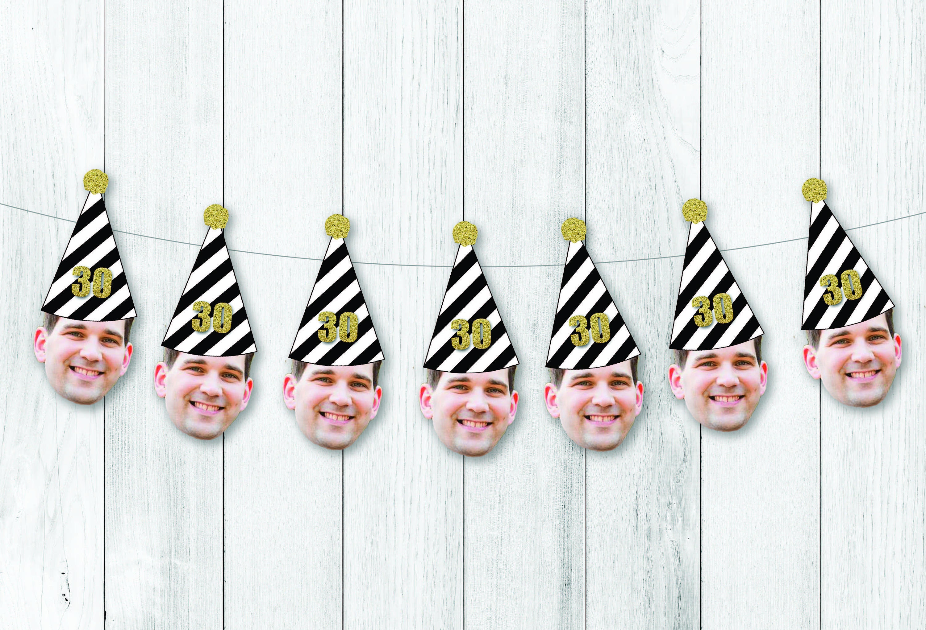30th Birthday Face Banner 30th Personalized Funny Hat Etsy