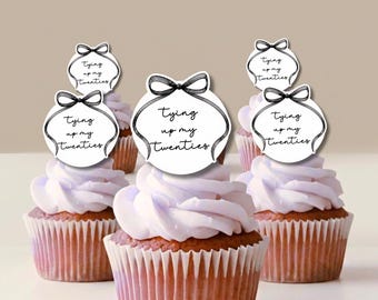 Tying Up My Twenties Cupcake Toppers | 30th Birthday Party Decorations