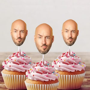 Face Cupcake Toppers for Birthday | Bachelorette party Decorations | Bridal Shower| Engagement Party | Wedding | Photo Cake Picks