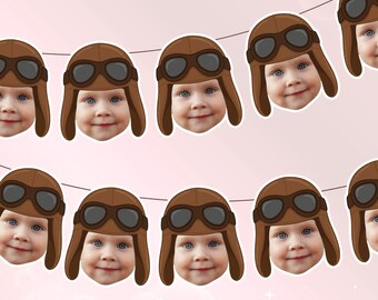 Airplane Banner with Face | Time Flies Party Decorations | Pilot Decor