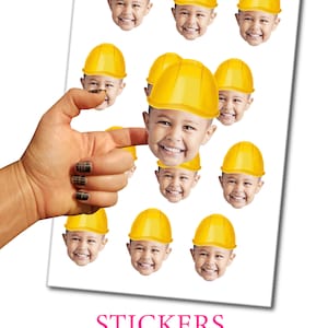 Custom Face Stickers (12 Count) With Construction Hat- Party Favors ...