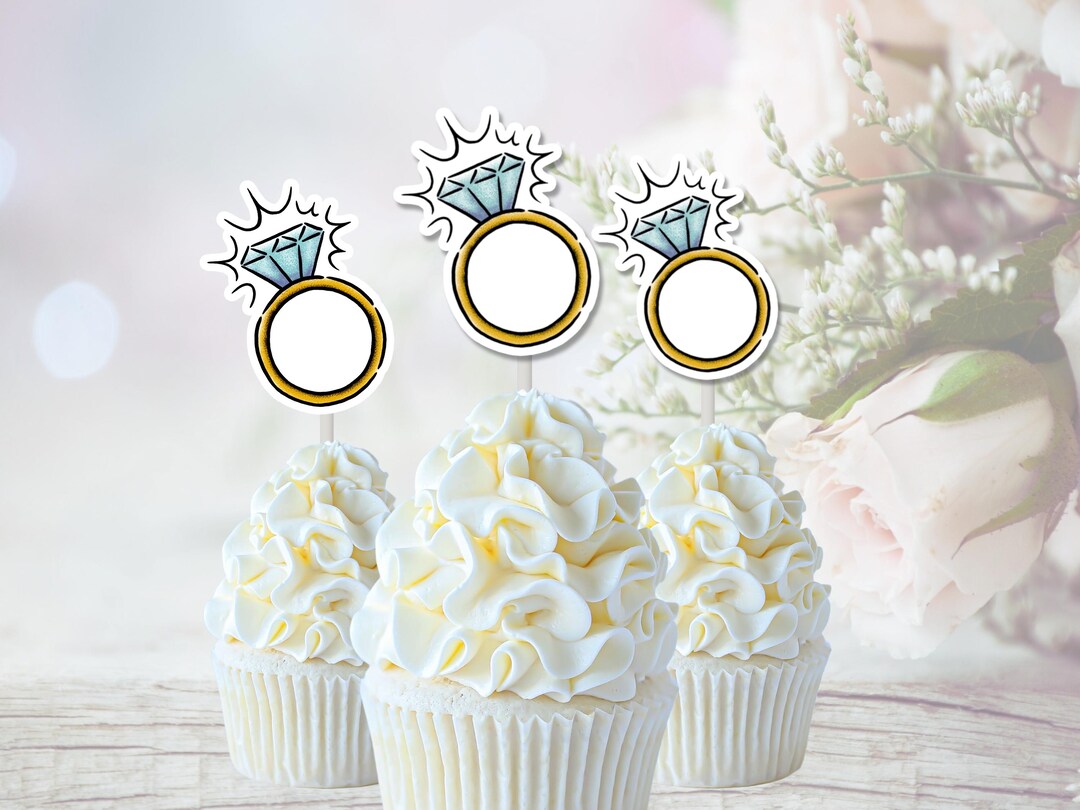 Engagement Ring Cupcake Toppers | Bridal Shower Decorations ...