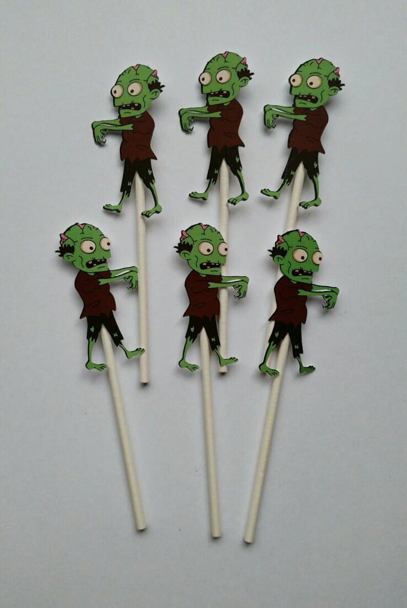 Zombie Cupcake Toppers 12 Count Halloween Party Ideas Etsy