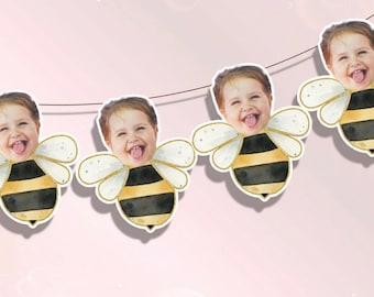 1st Bee Day Banner | Personalized Photo Honey Bee Garland and Party Decorations