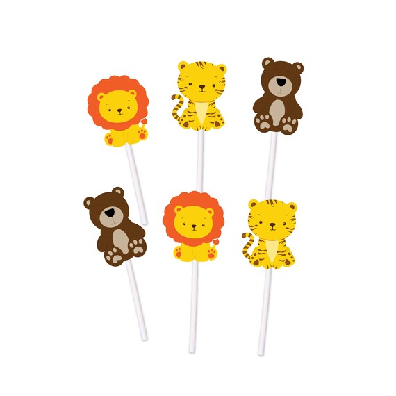 Lions and Tigers and Bears Cupcake Toppers for Baby Shower or - Etsy Hong  Kong