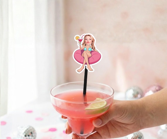 Martinis and Bikinis Bachelorette Party Supplies | Drink Stirrers for Beach Bach | Girl in Bikini | Tini Bit Older Birthday Party | Face