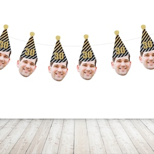 Personalized Birthday Banner with Face | 30th Birthday Banner | Customized Party Decorations | Party Garland with Photo | 35th Birthday